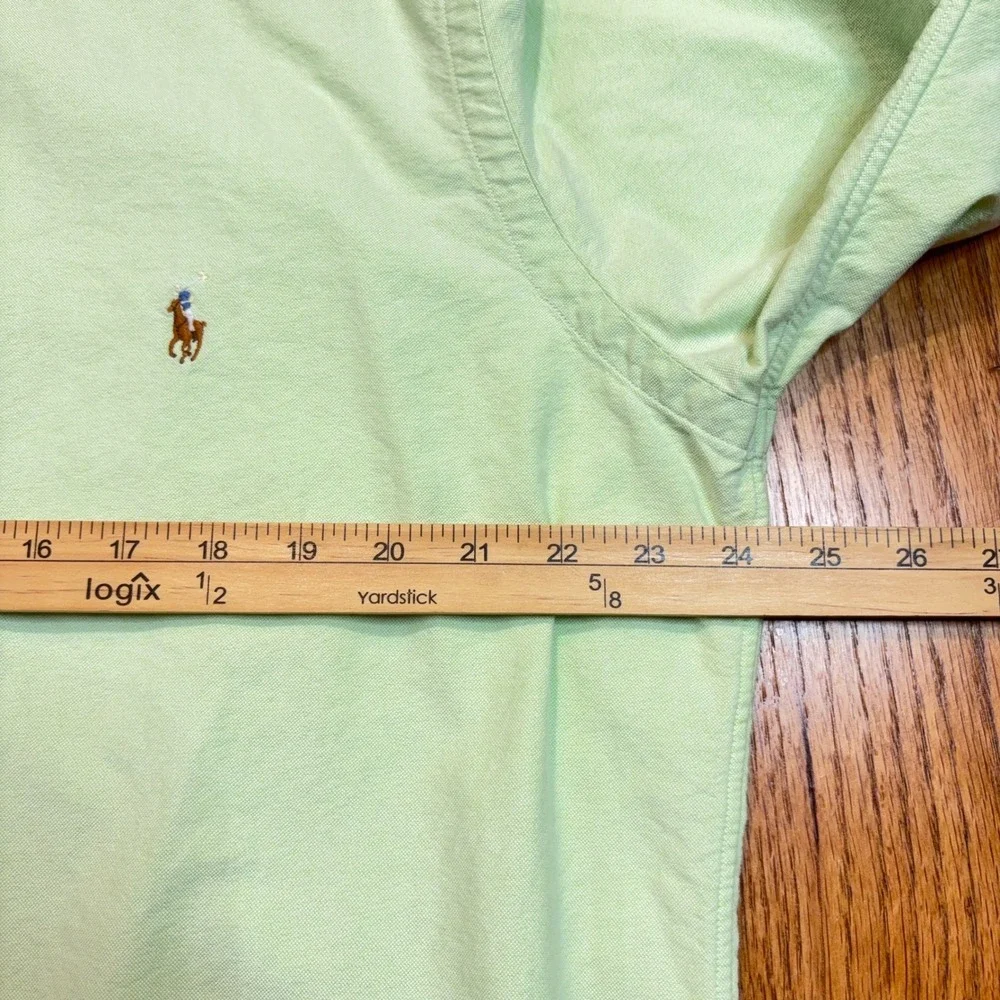 Polo Ralph Lauren Oxford Shirt Mens Large Tall Green Classic Fit Flesh Pony